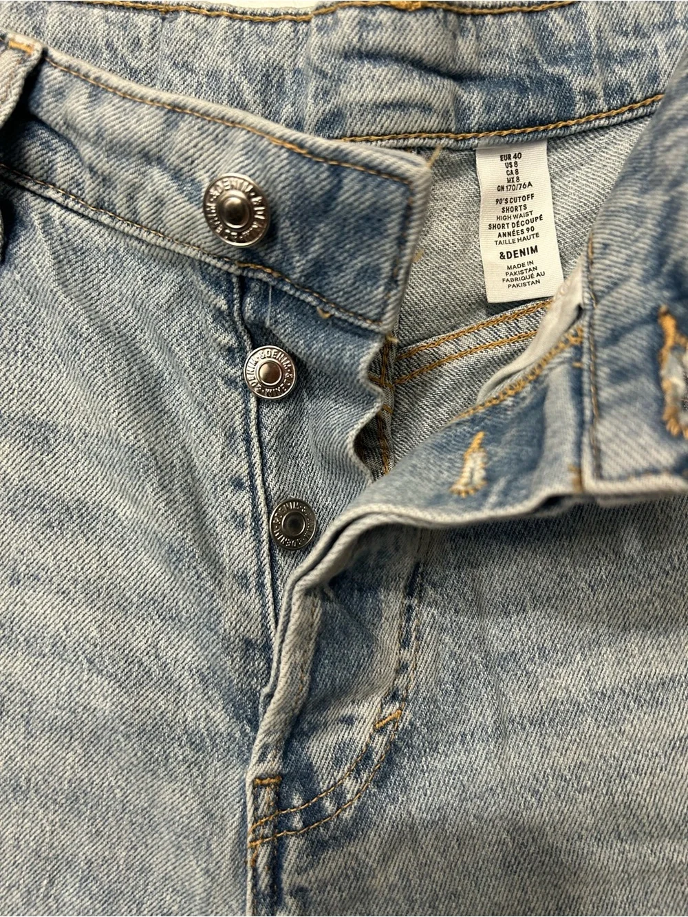 H&M Light Wash Denim Cutoff Shorts with Frayed Hem